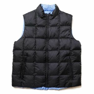 90's 00's Ran z end nylon reversible down vest (L) black × light blue lip Stop 90 period old tag Old LANDS'END outdoor 