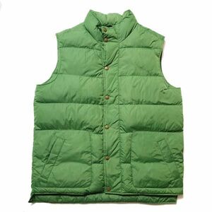 00's Ran z end nylon down vest (L) yellow green Goose down 00 period old tag Old outdoor LANDS'END