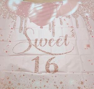 誕生日　お祝い　結婚　タペストリー　16歳　16年　ピンク　壁　大きい　特大　