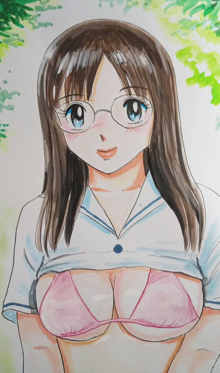 hand drawn illustration, plain girl's breasts, comics, anime goods, hand drawn illustration