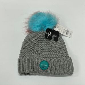 ニットキャップ(O'NEILL)スノーボード ニット帽 レディース ポンポン付 グレー