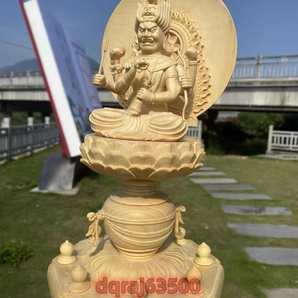 仏教美術 愛染明王像 最新作 総檜材 木彫仏像 精密細工の画像3