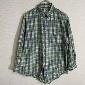 Brooks Brothers ブルックスブラザーズ メンズ 長袖ボタンダウンシャツ Lサイズ グリーン系 チェック 日本製 綿 コットン 