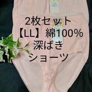 ２枚セット♪LLサイズ綿100%深履きショーツピンク パンティ無地