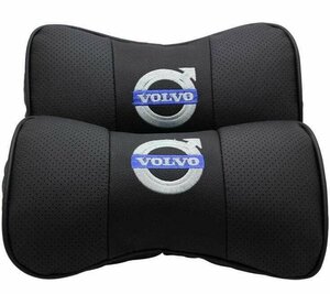 新品 ボルボ VOLVO ロゴ刺繍 本革 レザー 自動車 2個セット ネックパッド 頚椎サポート 首枕 汎用品 S60 S90 XC90 V40 V60 V70
