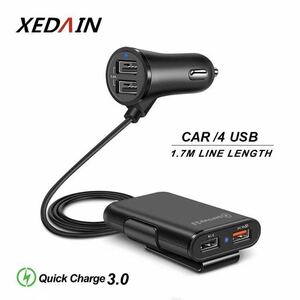  новый товар * автомобильный зарядное устройство машина charger USB4 порт *1.7m удлинитель specification * прикуриватель 