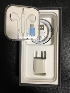 新品★Apple iPhone用3点セット★ライトニングイヤホン/ACアダプター/丸型1mライトニングケーブル 非純正 互換品 iPhone7以降