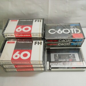 [未使用ジャンク品] TOSHIBA カセットテープ C-60FH C-60TD maxell UD60 パッケージ破れあり 廃盤 レア品 当時物 まとめて11本