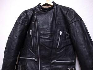 70s イギリス製 WOLF LEATHERS ウルフレザー パテッド UKライダース 40 /ビンテージ40s50s60s80s ルイスレザー ハイウェイマン マスコット