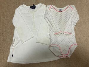 2個セット ラルフローレン プチバトー ロンパース 2歳 長袖 肌着 ベビー服 女の子