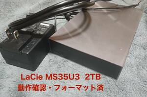 LaCie ラシー MS35U3 外付けHDD ハードディスク 2TB 動作確認・フォーマット済