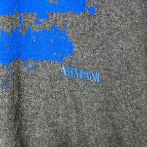 【美品】ARMANI JUNIOR アルマーニジュニア 薄手 ニット ラグランセーター イーグルロゴ 春物 グレー Lサイズ相当の画像5