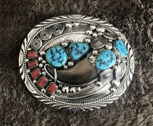 * rare goods * necklace * Indian * jewelry * silver *neitib* turquoise * red ..* Bear black u* Vintage 