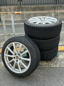 ⑪◆BRIDGESTONE ブリヂストン◆18インチ アルミホイール ECO FORME エコフォルム 18×8J スタッドレスタイヤ VRX2 22545R18 4本