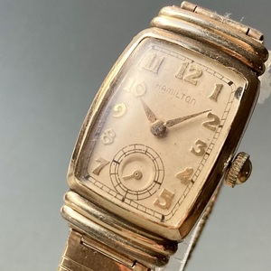 【動作品】ハミルトン アンティーク 腕時計 1950年代 手巻き メンズ HAMILTON ビンテージ ウォッチ 男性 アメリカ 米国 トノー型