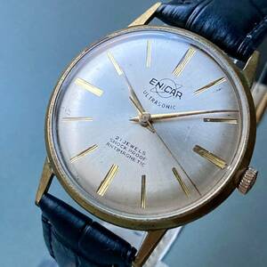 【動作品】エニカ ENICAR アンティーク 腕時計 手巻き メンズ スイス ケース径35㎜ ビンテージ ウォッチ 男性 ラウンド型