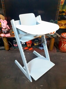北欧雑貨キッズスタイルSTOKKEトリップトラップアクアブルーベビーチェアトレイ付きセット 子供椅子