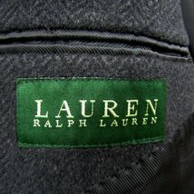 RALPH LAUREN サイズ 40R LAUREN チェスター ロング コート ヘリンボーン柄 カシミヤ グレー ラルフ ローレン 古着 ビンテージ 3JA2101_画像3