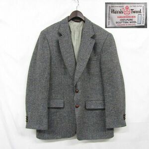 USA製 サイズ 42R HILL&ARCHER Harristweed ウール テーラード ジャケット グレー ハリスツイード 古着 ビンテージ 3JA2406