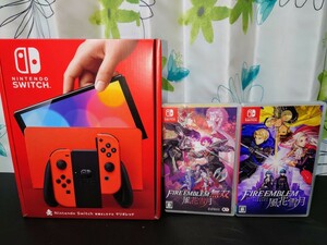 【本体 新品未開封】任天堂 Nintendo Switch(有機ELモデル) マリオレッド、【中古ソフト】ファイヤーエンブレム風化風月 ２本セット♪ 