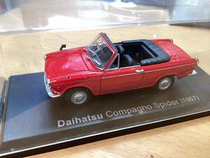 国産名車　コレクション 1/43 ダイハツ　コンパーノ　スパイダー　1967 左ミラー欠損、塗装荒れブツ、ケース傷　ジャンク 定形外350円　