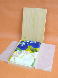 a275 Yamaguchi . spring Edo . crepe-de-chine furoshiki ... mustard Karashi color silk 100% kimono small articles fashion accessories /80