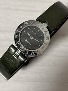 稼働品 ブルガリ BVLGARI ビーゼロワン プッシュ式リューズ BZ22S D33040 クォーツ 黒文字盤 レディース腕時計 送料無料
