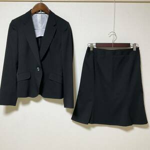【極美品】LES MUES スカートスーツ M 黒 オフィス 春夏秋　セットアップ ブラック ビジネス　OL
