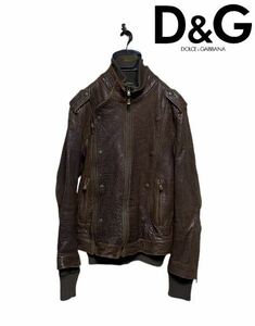 【DOLCE&GABBANA】レザー Napoleon jacket