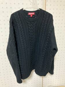 1円 23aw SUPREME Applique Cable Knit Sweater 美品 Black Large ニット セーター WTAPS NEIGHBORHOOD Box bless 
