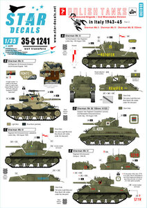 スターデカール 35-C1241 1/35 Polish Tanks in Italy 1943-45 # 2. Sherman Mk II, Mk III and Mk IB(105mm).