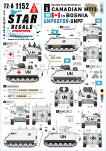 スターデカール 72-A1152 1/72 バルカン半島の平和維持軍＃2 ボスニアのカナダ軍M113派生車輌