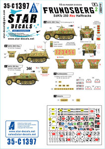  Star decal 35-C1397 1/35 Germany no. 10SS equipment ... full ntsu bell k#2 Sd.Kfz.250noiSdKfz 250*1, SdKfz 250*3, SdKfz 250*7