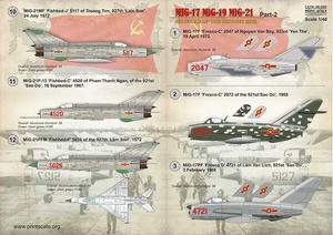 プリントスケール 48-089 1/48 北ベトナムのミグ(Mig 17 Mig 19 Mig 21) ベトナム戦争 Part 2