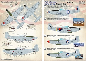 プリントスケール 48-170 1/48 F-51 マスタング 朝鮮戦争の部隊 Part 1