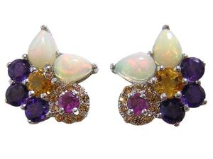 [ natural opal ] earrings amethyst citrine load light garnet yellow sapphire 