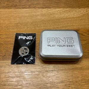 Ping ゴルフボールマーカー＋木製ティー40数本＋専用ケース付　未使用品　送料込