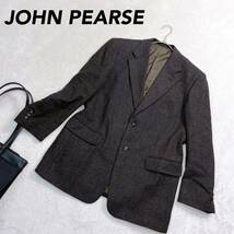 【極美品】ジョンピアース（JOHN PEARSE)ウール カシミヤ混 テーラードジャケット サイズ96AB5　ネイビー×カーキ 2つボタン_画像1