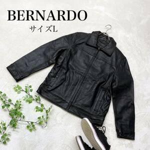 【美品】ベルナルド（BERNARDO) ラムレザー シングルライダース　ジャケット　Lサイズ ブラック 黒
