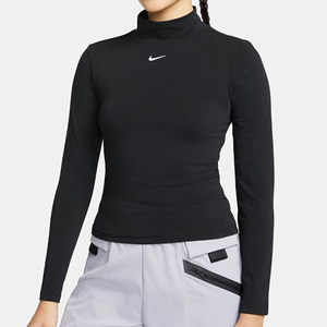 Новый ♪ nike ≪nike ≫ ♪ Женский NSW Clctn Ess Mock L/S Top рубашка с длинным рукавом ♪ Размер M ♪ Черный ♪ ♪