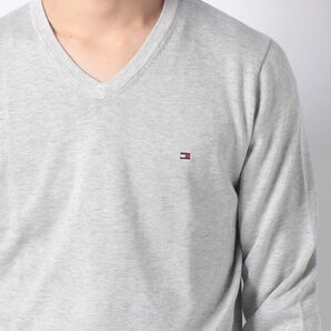 新品♪TOMMY HILFIGER≪トミー ヒルフィガー≫♪個性的に♪コットンシルク Vネック セーター ♪サイズXL♪グレー♪定価15400円(税込み)♪