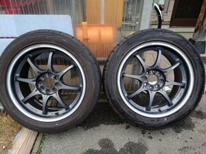 RAYS VOLK RACING CE28 CLUB RACER 16インチ 7J OFF+42 4H-100 ＆ DUNLOP DIREZZA DZ102　205/50R16　２本セット