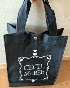 【送料込 新品 未使用】CECIL McBEE セシルマクビー レディーストートバッグ 黒 白ロゴマーク ハート