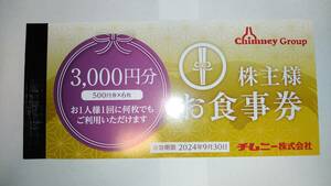 チムニー 株主優待券 3000円分