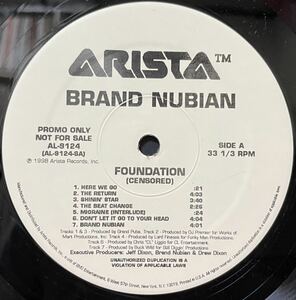 プロモ盤 BRAND NUBIAN / FOUNDATION (2LP) 12inch盤 その他にもプロモーション盤 レア盤 人気レコード 多数出品。