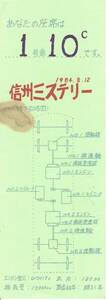 【記念券】信州ミステリー列車　1984年夏