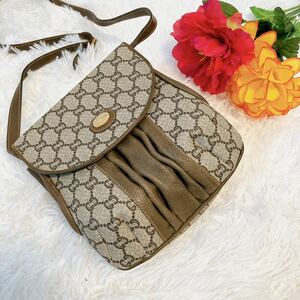 1円　【本物保証・鑑定済】オールドグッチ　GUCCI GGプラス　ショルダーバッグ クロスボディ レザー ヴィンテージ PVC 