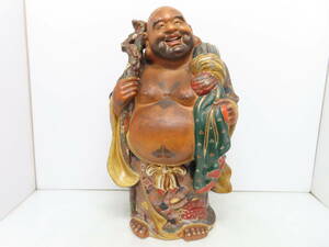 九谷焼 金彩 色絵 七福神 布袋様 布袋像 置物 オブジェ 大型 高さ53cm 10kg