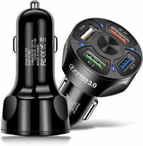 シガーソケット usb カーチャージャーQC3.0急速充電 高速 4ポート 12V/24V Quick Charge 車載充電器 スマホ充電器 iPhone Android対応