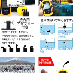 魚群探知機 携帯型 ポータブル ソナー 日本語説明書付き ワカサギ釣り バス釣り フィッシュファインダーの画像3